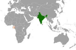 Map indicating locations of India and São Tomé and Príncipe