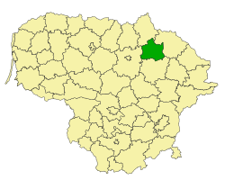 库皮什基斯区在立陶宛的位置