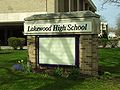 Sign in front of Lakewood High School, Lakewood, Ohio