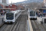 Two MX3000 subway trains at Majorstuen