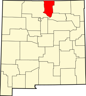 Map of New Mexico highlighting Taos County