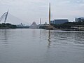 The Millennium Monument, Putra Mosque and Seri Wawasan Bridge in Putrajaya, Malaysia. (Uploaded as part of Wiki Loves Monuments 2024 in Malaysia)