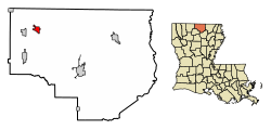 Location of Spearsville in Union Parish, Louisiana.
