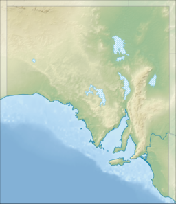 A map of South Australia with a mark indicating Lake Blanche's location