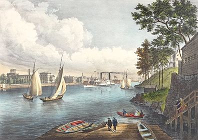 Blackwells Island from Eighty Sixth Street, Currier & Ives (1862); Blackwell's Island is now known as Roosevelt Island