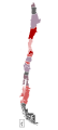 COVID-19 pandemic cumulative incidence in Chile per region (total cases per 100 000 habitants).