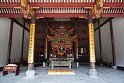 Interior view of the main hall, with the statue of Cao'e in a pavilion