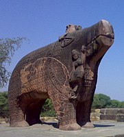The Eran Varaha, about 5 metres long, dedicated by Huna ruler Toramana circa 510 CE.