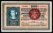 200 Korona (1920, using a 1918 base note)