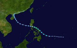 熱帶風暴海高斯的路徑圖