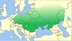 阿提拉统治下的匈人帝国鼎盛时期疆域图