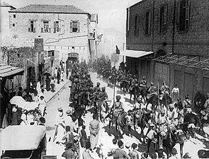 Jodhpur and Mysore lancers march through Haifa