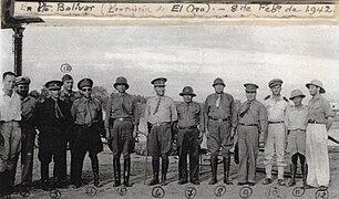 Peruvian troops in Puerto Bolívar during the occupation. Future president Manuel A. Odría can be seen among them.