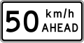 Road works speed limit ahead - 50 km/h