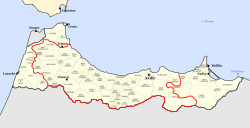 里夫共和国统治下的西属摩洛哥 (以红线框出)
