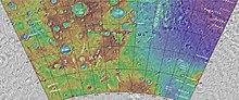 显示了普罗克托陨击坑和附近其他陨坑位置的地形图。