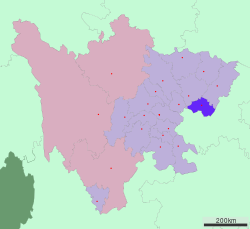 Location of Guang'an in Sichuan
