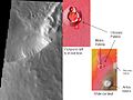 2001火星奥德赛号的热辐射成像系统拍摄的尤利西斯山和其他地形关系。