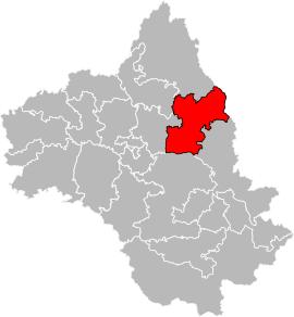 Situation of the canton of Lot et Palanges in the department of Aveyron