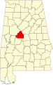 Bibb County, Alabama (marked red) where the species is found in the Little Cahaba River.