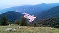 View of the open-pit from past the southern border of the mine