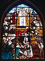 Stained glass window of the coronation of “Our Lady of Assistance”