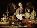 Image 9 Vanitas Painting: Antonio de Pereda Allegory of Vanity, a vanitas completed by Antonio de Pereda between 1632 and 1636. Works in this category of symbolic art, especially associated with still life paintings of 16th- and 17th-century Flanders and the Netherlands, refer to the traditional Christian view of earthly life and the worthless nature of all earthly goods and pursuits. The Latin noun vanĭtās means "emptiness" and derives its prominence from Ecclesiastes. Common symbols in vanitas include skulls, rotten fruit; bubbles; smoke, watches, hourglasses, and musical instruments. More selected pictures