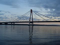 October bridge over Sheksna River,the first cable-stayed bridge in Russia