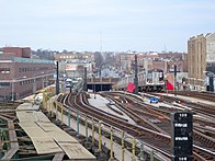 A Manhattan-bound "F" train descending the Culver Ramp