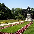 Garden of the university with the statue of Prince Kálmán