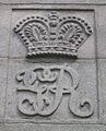 The cypher of King George II of Great Britain and Ireland, employing an Arabic numeral '2'