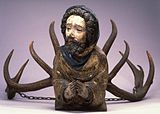 German chandelier, red deer antler and wood, 15th century