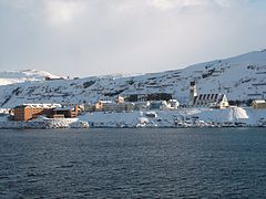 View looking south at the church