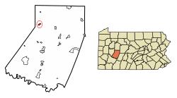 Location of Plumville in Indiana County, Pennsylvania.