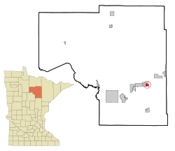 卡柳梅特在艾塔斯卡县及明尼苏达州的位置（以红色标示）