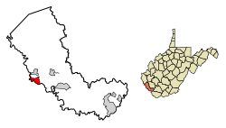 Location of Williamson in Mingo County, West Virginia