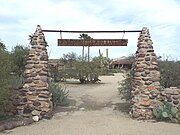 The entrance of the Wranglers Roost Stagecoach Stop .