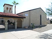 The Primera Iglesia Metodista (First Methodist Church) was built in 1947 and is located at 701 S. 1st St. This property is recognized as historic by the Hispanic American Historic Property Survey of the City of Phoenix.