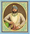Portrait of Jaswant Singh II of Jodhpur. Photographer unknown, overpainted by Shivalal, c. 1875. The City Palace Museum, Udaipur.