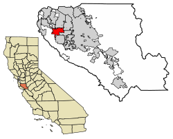 Location of Cupertino in Santa Clara County, California