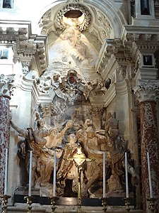 Detail of the retable – the stoning of Saint Stephen