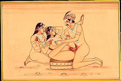 Threesome involving two women and a man
