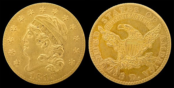 Capped Head half eagle, by John Reich and the United States Mint