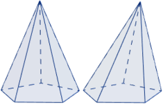 五角錐（左）與斜五角錐（右）