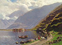 Painting of Lærdalsøyri in 1901