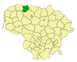 阿克梅内区在立陶宛的位置