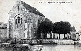 An old postcard view of the church in Audeville