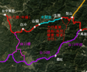 台中市东南部及南投县东北部的主要公路路线图。