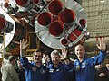 Marcos (center) with his crew members in the Soyuz factory