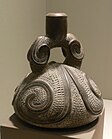 Stirrup-spout vessel with scroll ornament; ceramic; 900-200 BCE; height: 18.4 cm, diameter: 16.2 cm; Dallas Museum of Art (Dallas, Texas, USA)